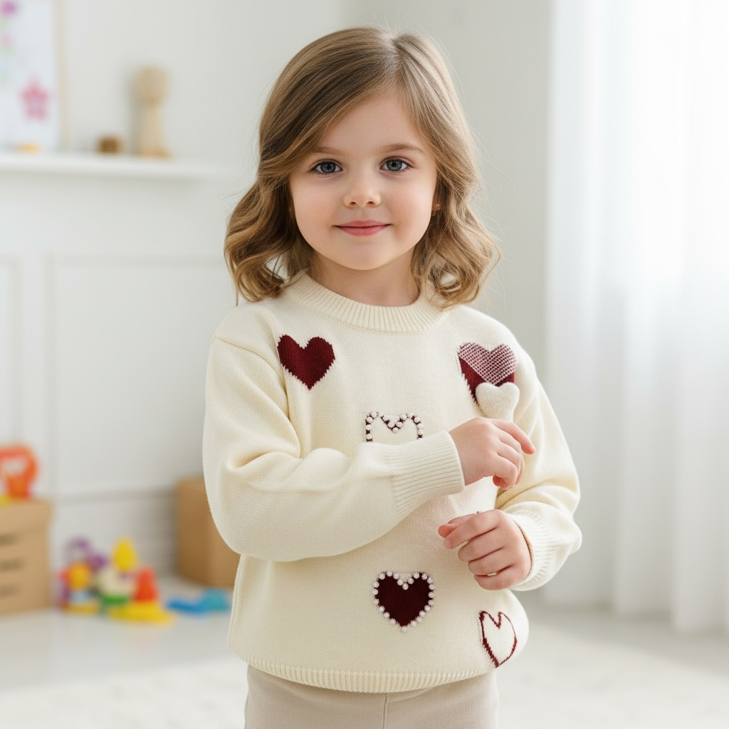 Pearl Heart Knit Sweater
