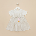 Vintage Bow Print Pinafore Frock with Tee – Cream