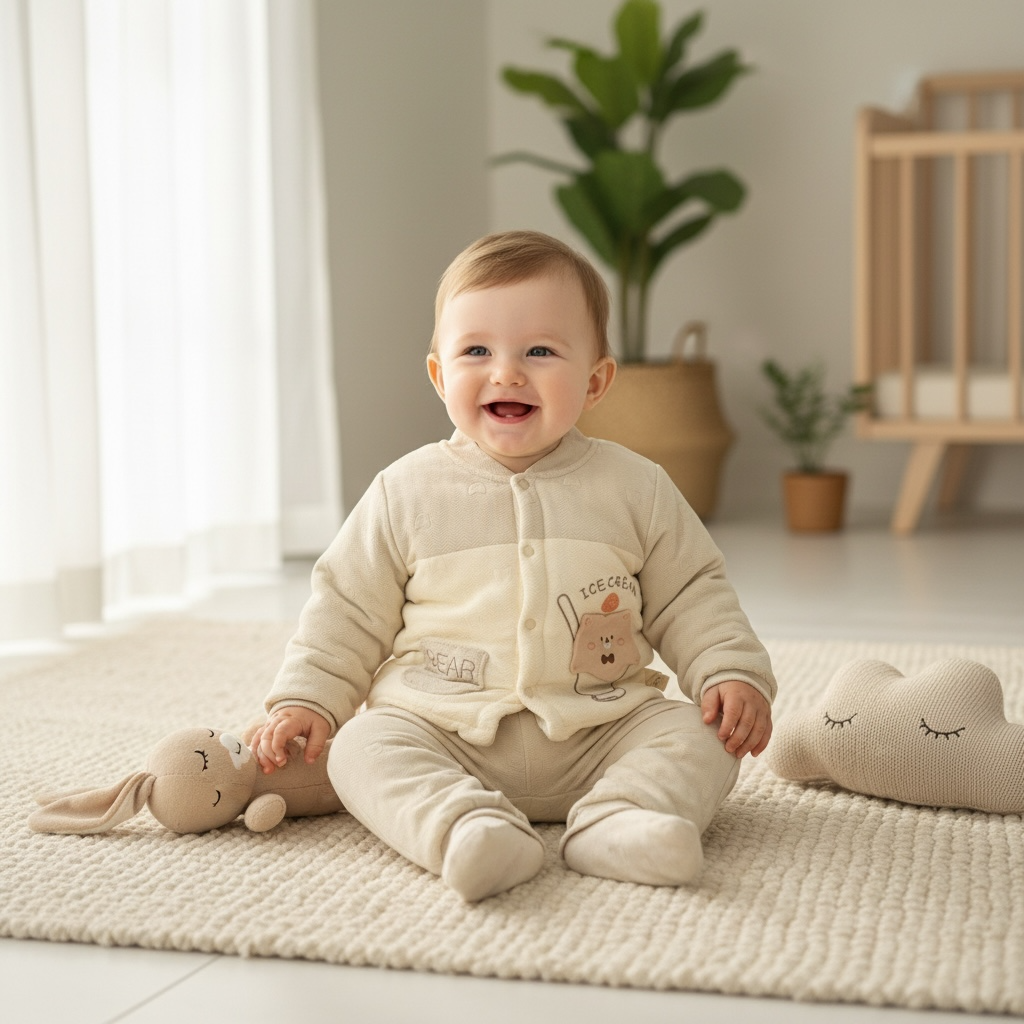Ice-Cream Bear Soft Padded Warm Baby Set