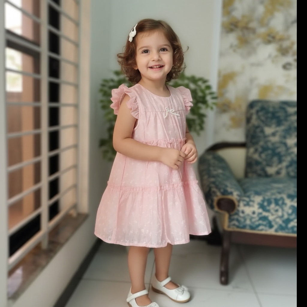 Blush Pink Tiered Floral Frock
