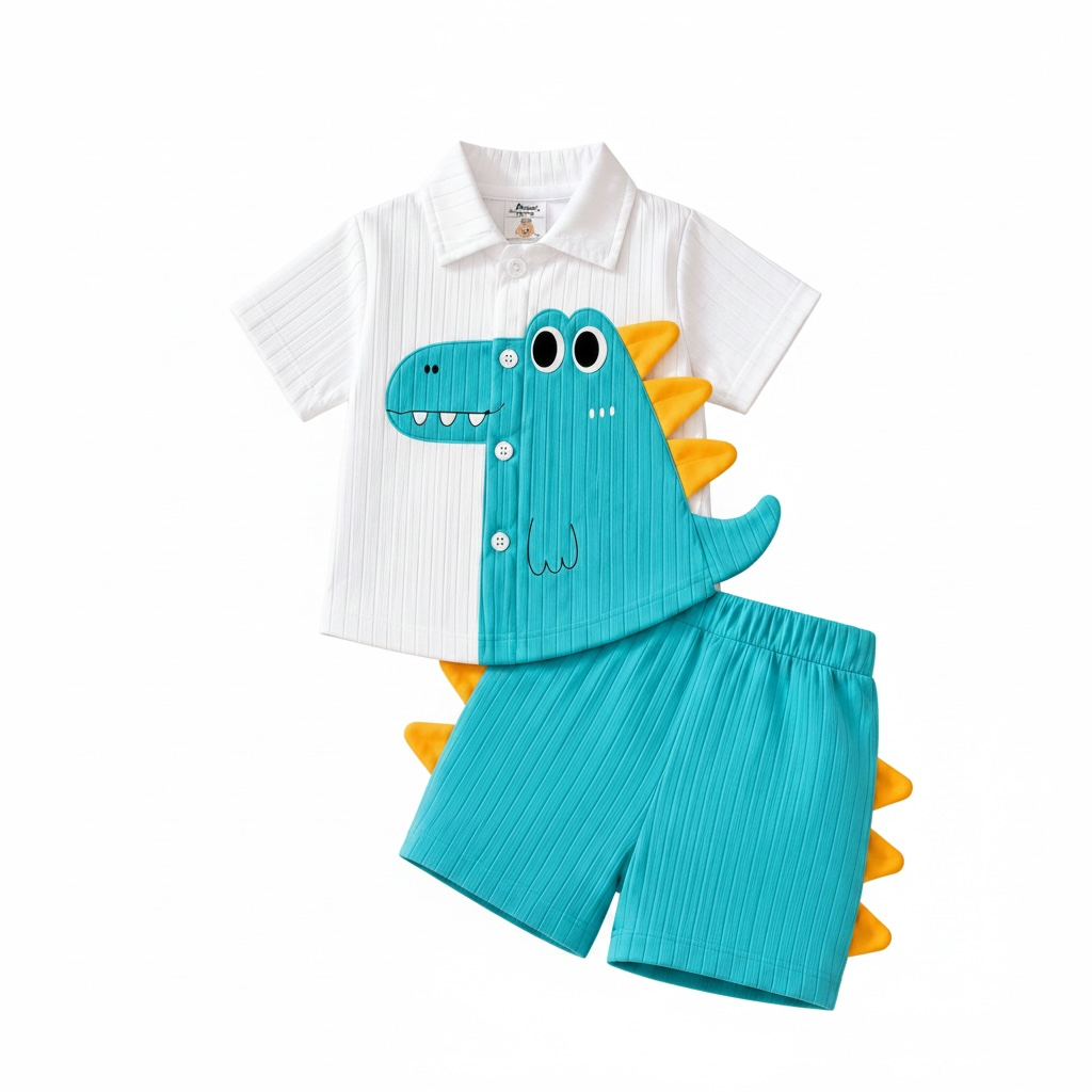 Dino Appliqué Polo & Shorts Set