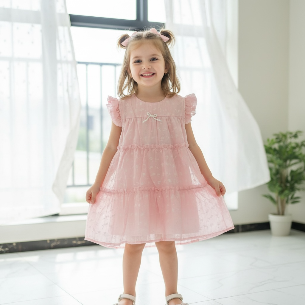 Blush Pink Tiered Floral Frock