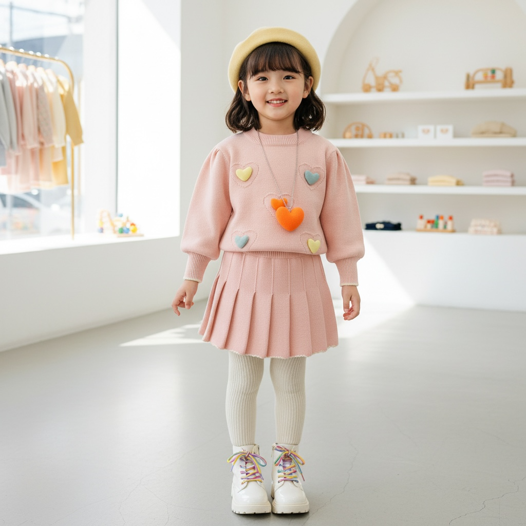 Padded Heart Knit Sweater