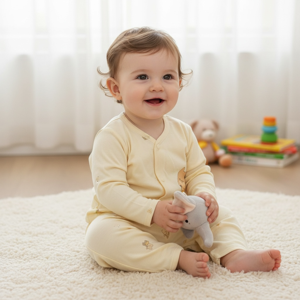 Newborn Bear Button Top