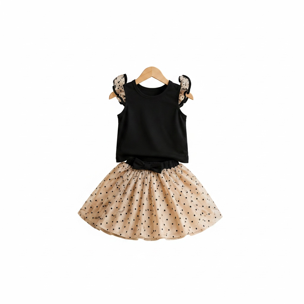 Polka-Dot Ruffle Top & Tulle Skirt Set