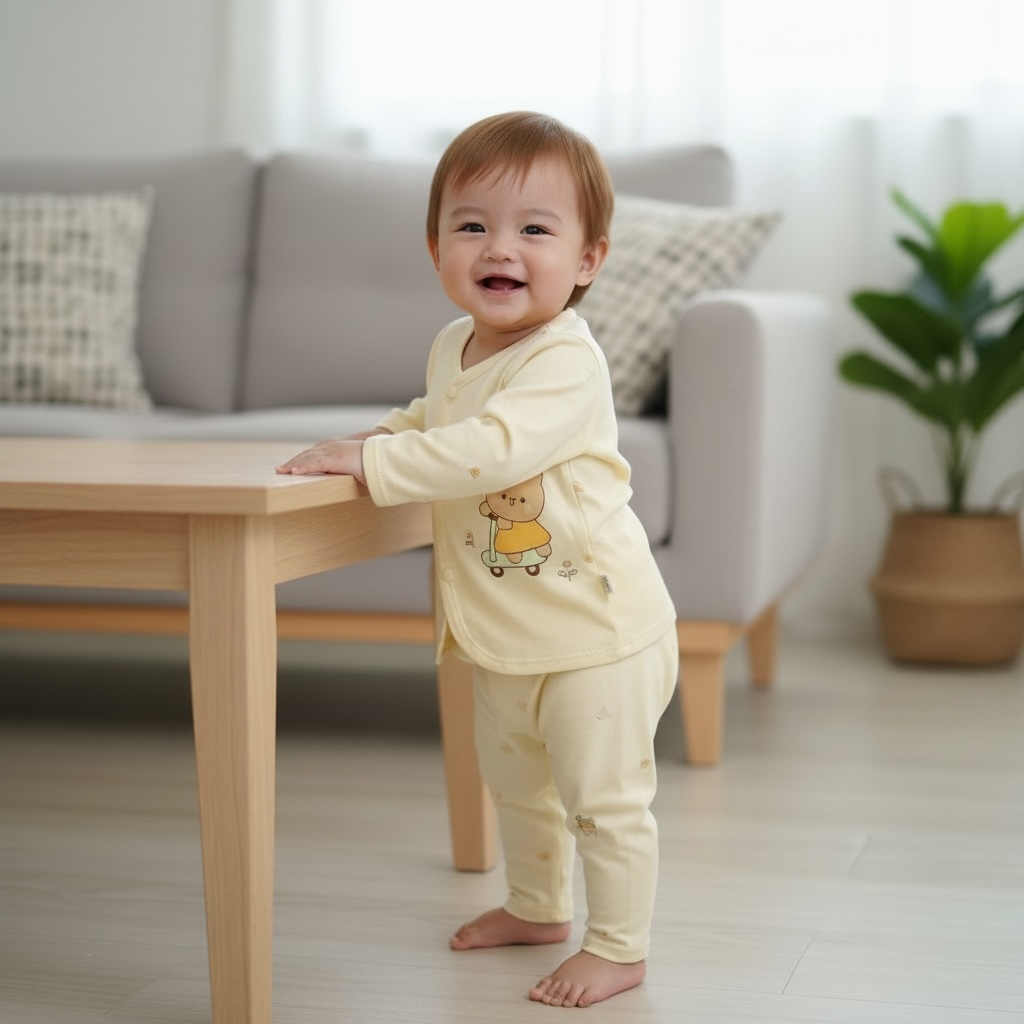 Newborn Bear Button Top