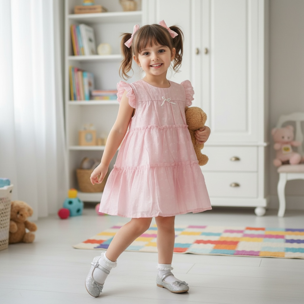 Blush Pink Tiered Floral Frock