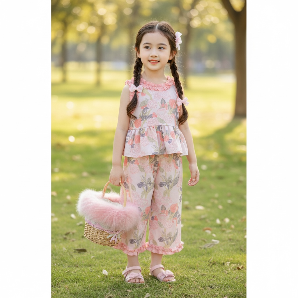 Floral Ruffle Peplum & Wide-Leg Set