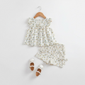 Floral Ruffle-Sleeve Top & Shorts Set