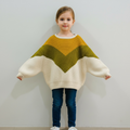 Chevron Colourblock Ribbed Knit Sweater