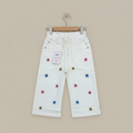 Kids Daisy Embroidered Wide-Leg Trouser– Off-White