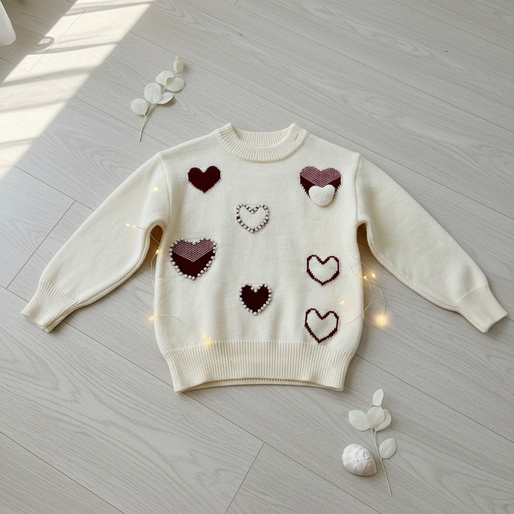 Pearl Heart Knit Sweater