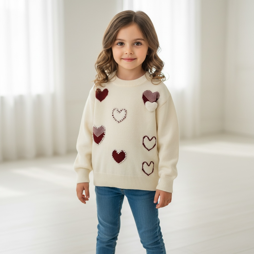 Pearl Heart Knit Sweater
