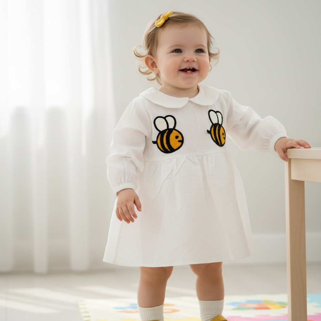 Bee Patch Blouse with Peter Pan Collar