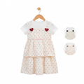 Heart Print Pinafore Dress — Cream