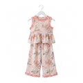 Floral Ruffle Peplum & Wide-Leg Set