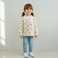 Polka Dot Knit Sweater with Lace Appliqué