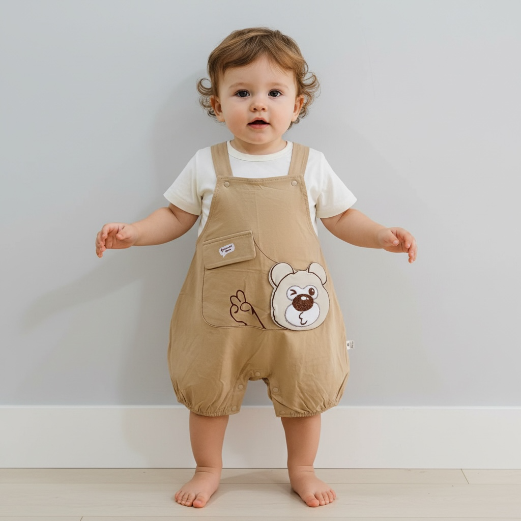Bear Patch Dungaree & Tee Set