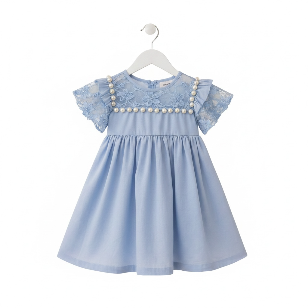 Blue Lace & Pearl Occasion Dress