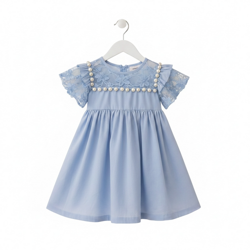 Blue Lace & Pearl Occasion Dress
