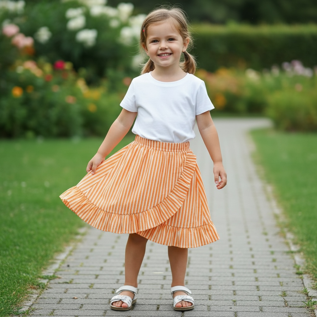 Striped Ruffle Skirt