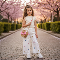 Kids Daisy Embroidered Wide-Leg Trouser– Off-White