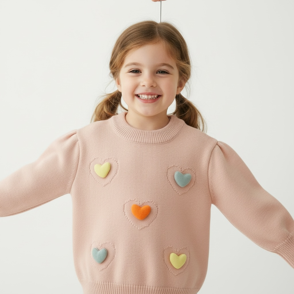 Padded Heart Knit Sweater