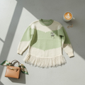 Fringe Hem Knit Tunic — Sage